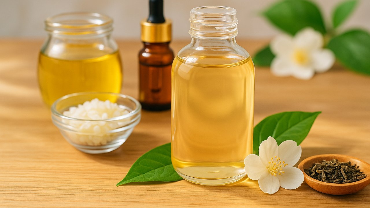 Image recette Huile de Massage Pluie de Thé Blanc : Glisse Soyeuse & Détente Légère