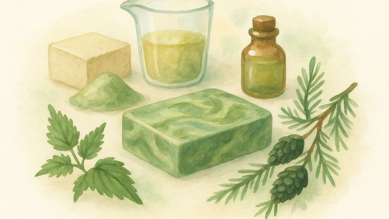 Image recette Savon solide Balade en Forêt à l’Ortie, Argile Verte et Cèdre