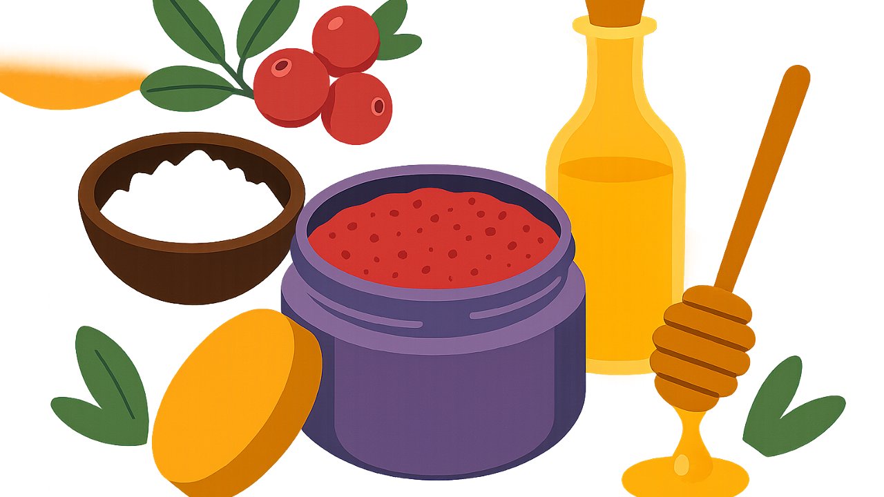 Image recette Exfoliant Corps Boréal à la Canneberge, Sel Fin et Huile de Cameline