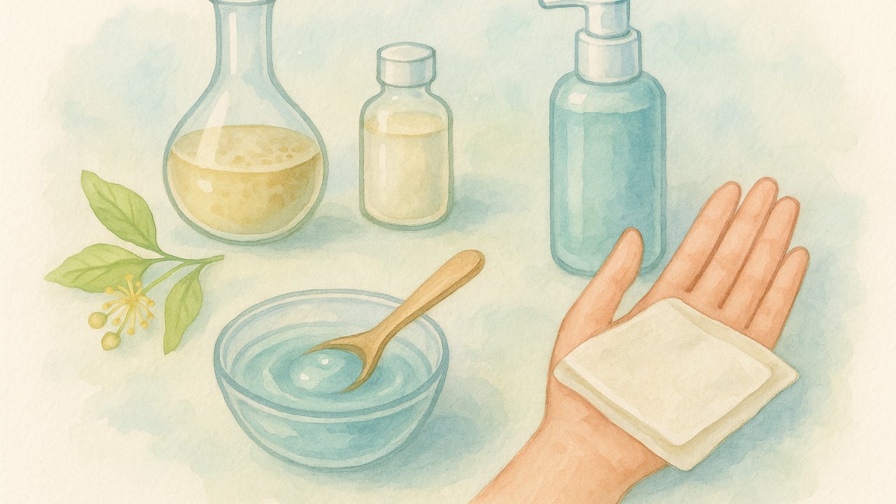 Image recette Soin Main DIY : Compresses Hydro-Réparatrices au Mucilage de Lin et Panthénol pour Mains Gercées