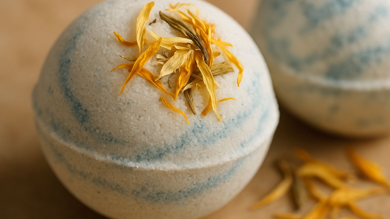 Première image de la recette Bombe de Bain Brise Marine au Thé Blanc et Calendula