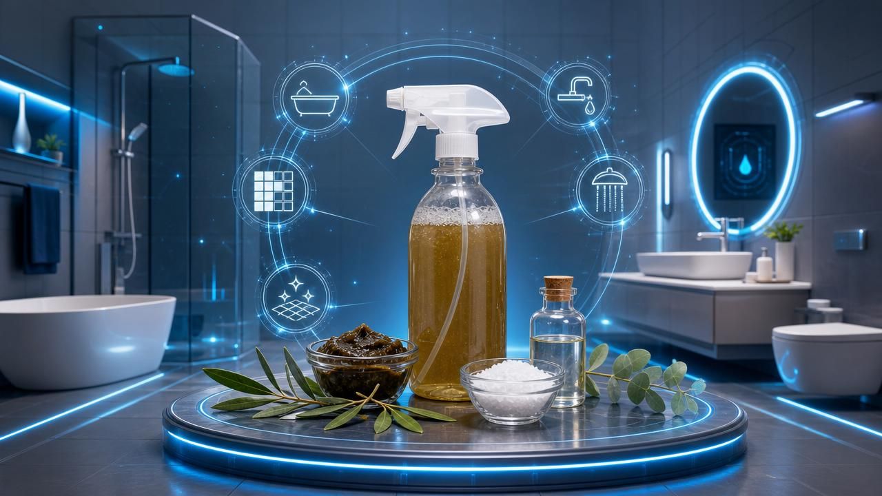 Première image de la recette Lotion Minérale au Savon Noir : Nettoyant Salle de Bain Maison Anti-Traces