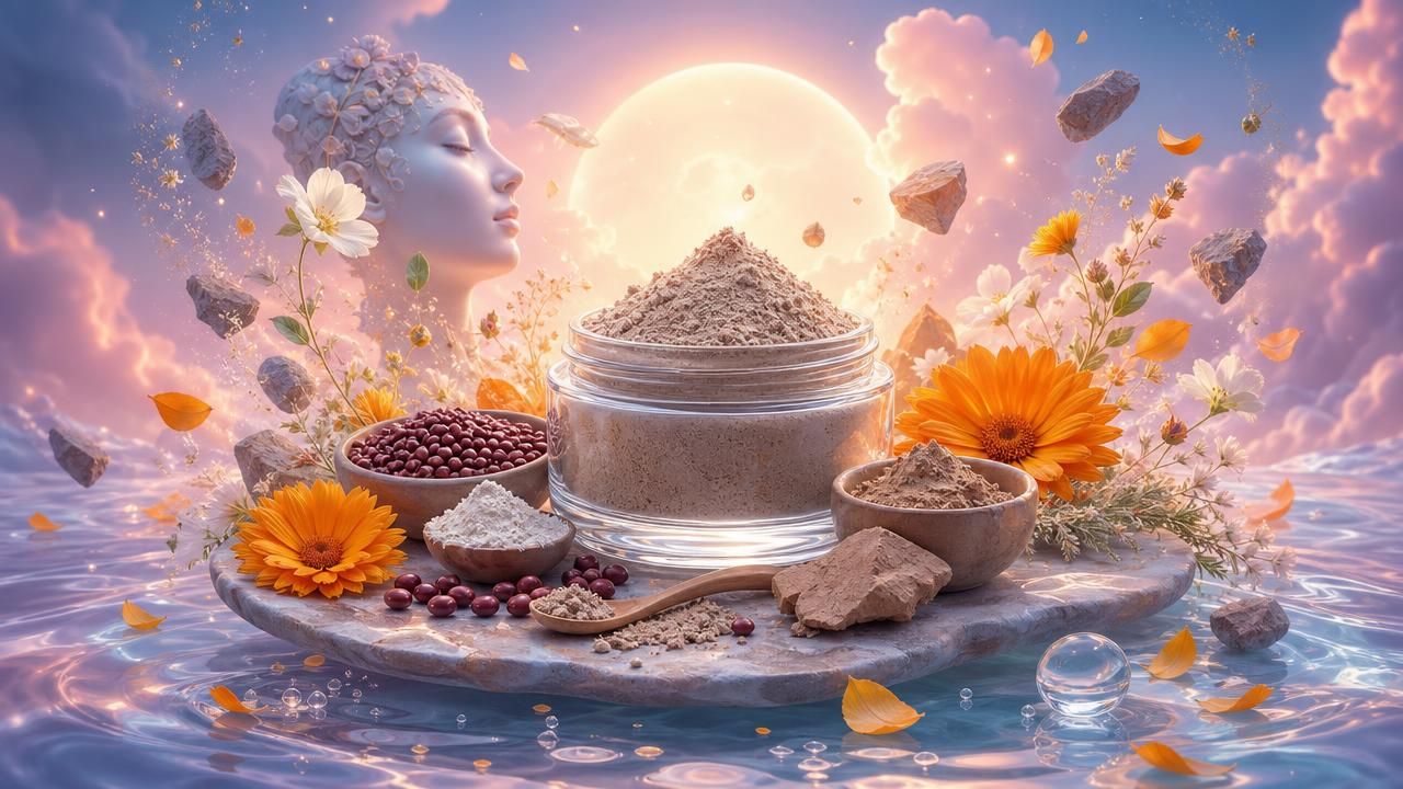 Première image de la recette Poudre Nettoyante Exfoliante Visage aux Haricots Azuki, Rhassoul et Calendula