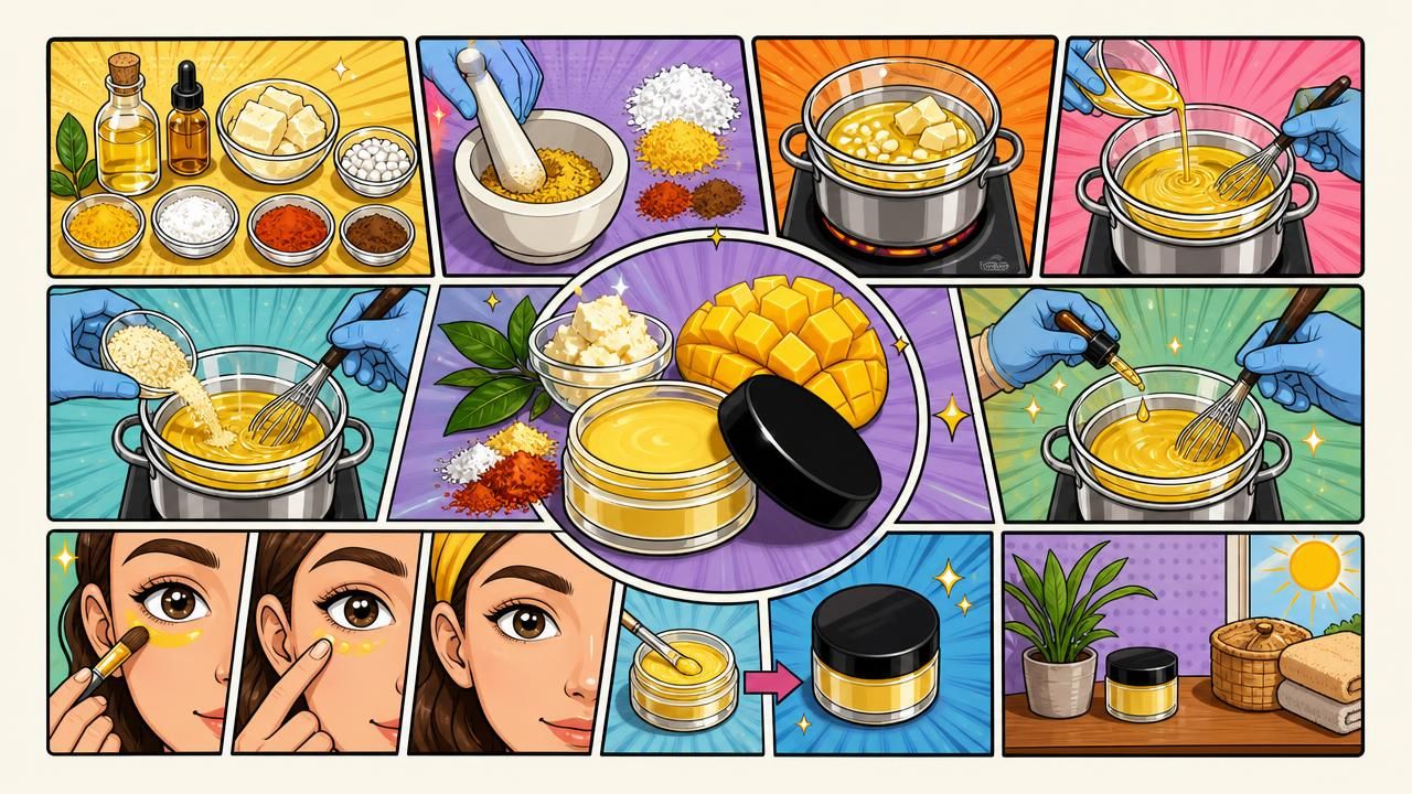 Première image de la recette Baume Anti-Cernes Correcteur Jaune au Beurre de Mangue et Pigments Minéraux