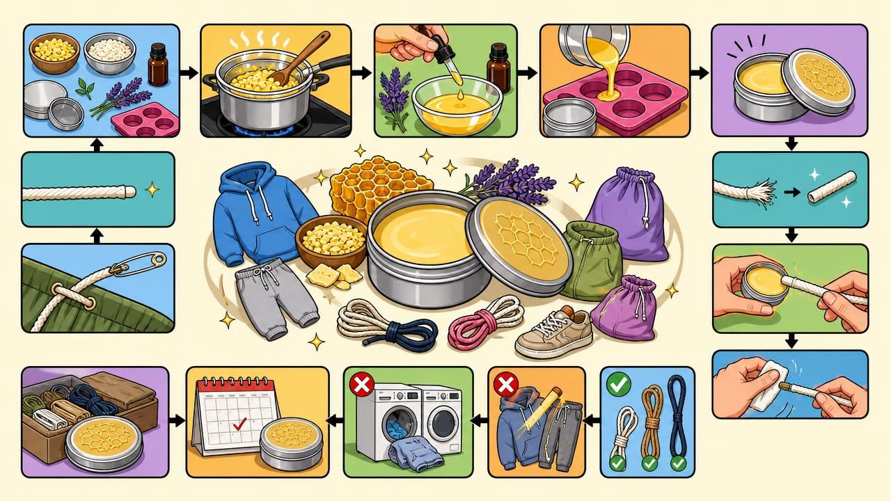 Première image de la recette Cire Maison pour Cordons de Vêtements