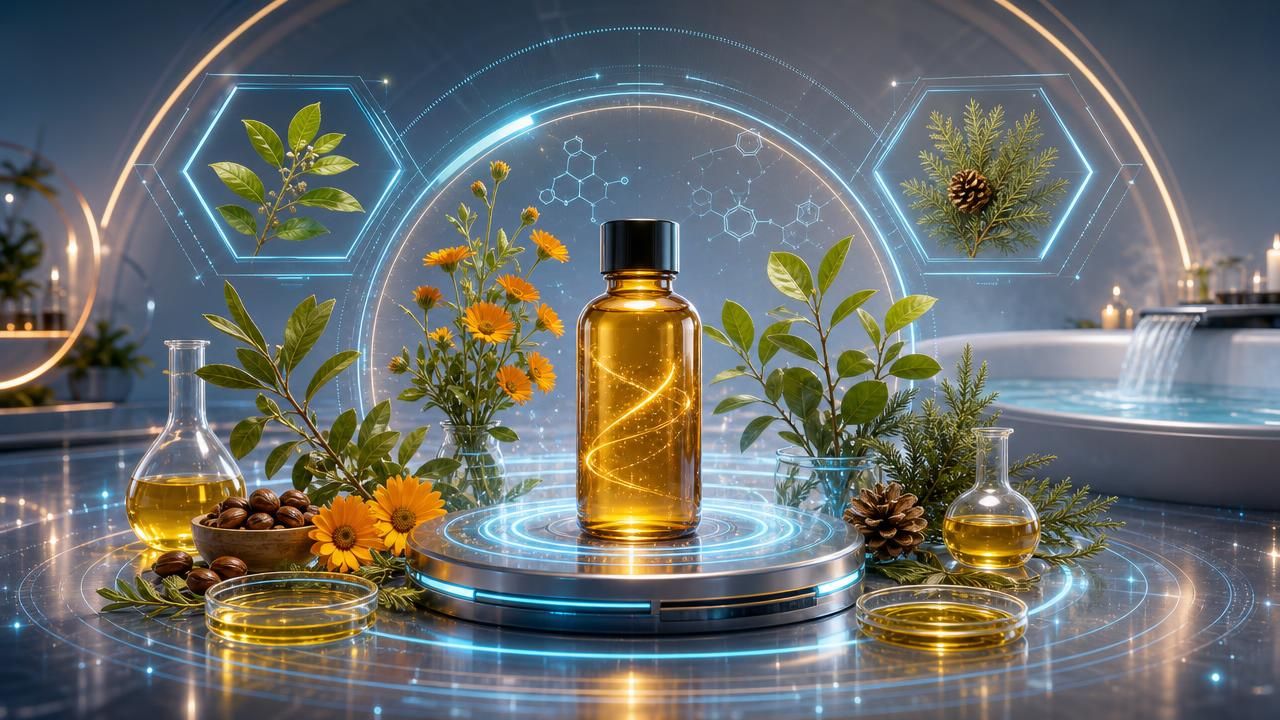 Première image de la recette Huile de Bain Soyeuse au Jojoba, Calendula et Petitgrain