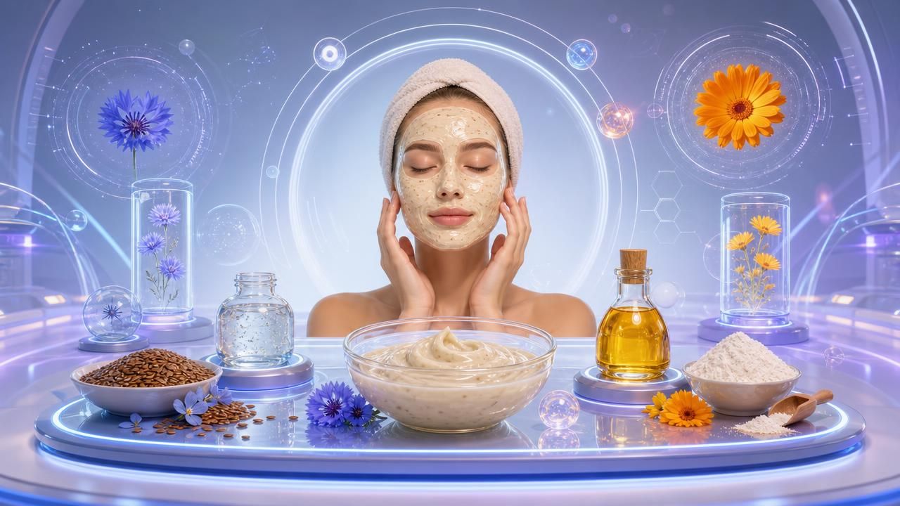 Première image de la recette Masque Visage Douceur au Gel de Lin, Calendula et Riz
