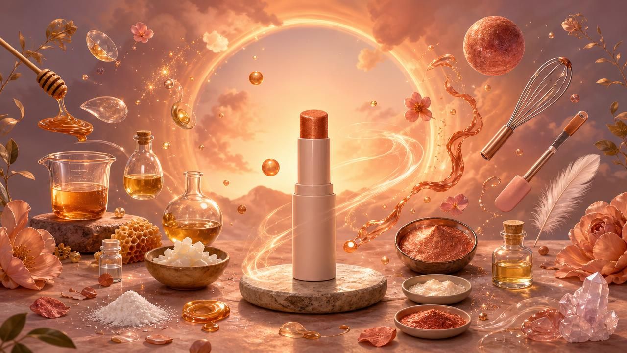 Première image de la recette Highlighter Stick Terracotta Nacré DIY : Illuminateur Crème au Glow Cuivré