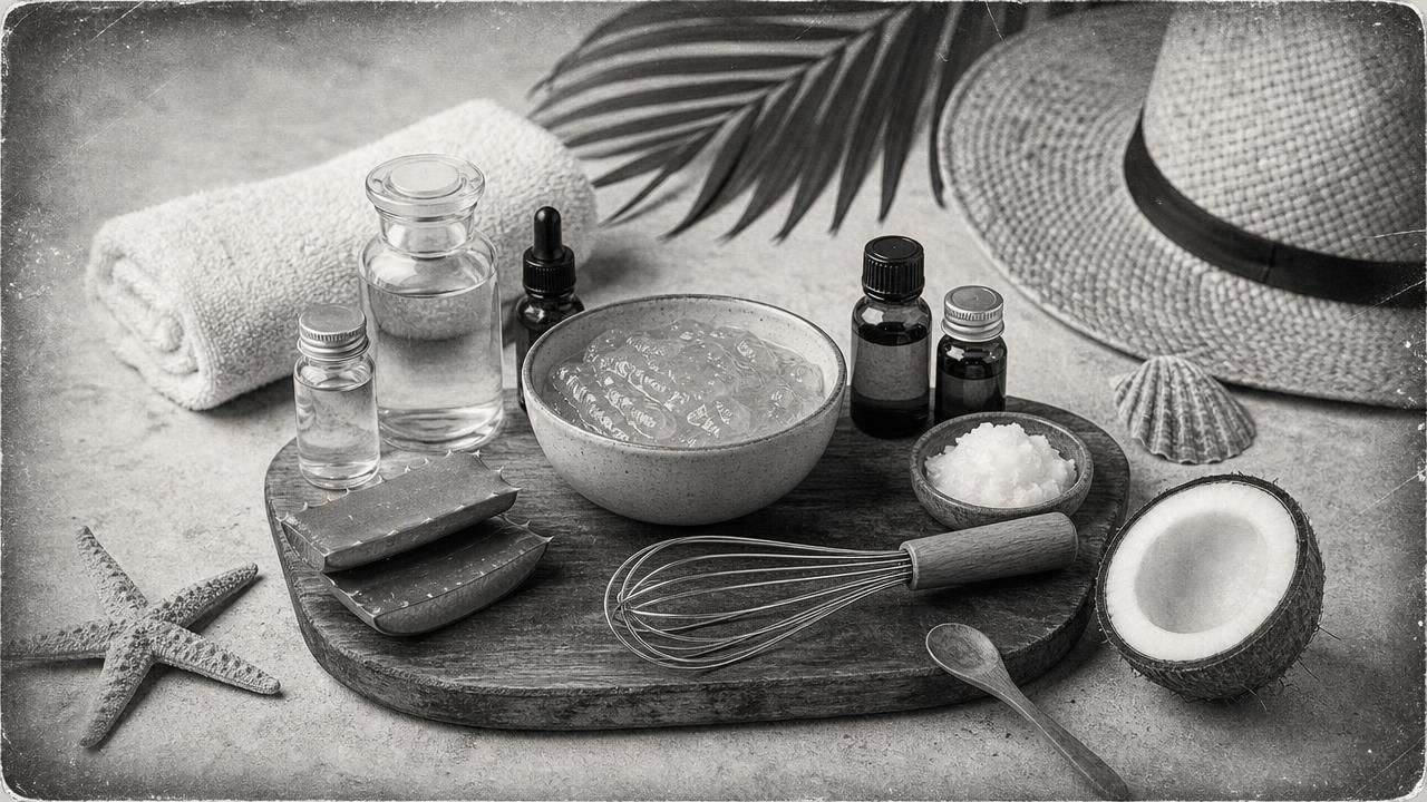 Première image de la recette Soin capillaire pré-baignade DIY : bouclier anti-chlore et eau salée