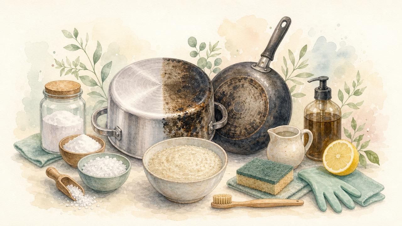 Première image de la recette Pâte Décapante Maison pour Fonds de Casseroles et Poêles Encrassés