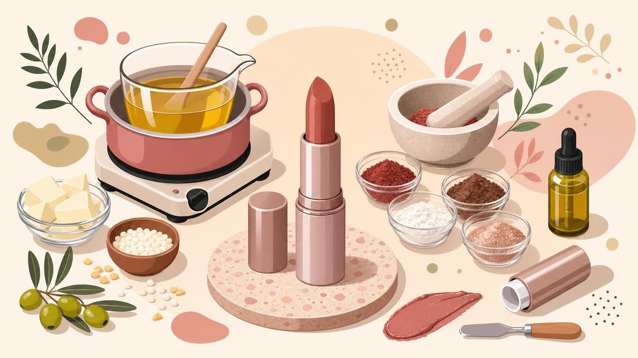 Première image de la recette Rouge à Lèvres DIY « Moka Rosé Mat » au Squalane d’Olive et Pigments Minéraux