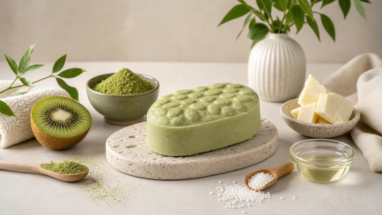 Première image de la recette Pain Moussant DIY Kiwi & Thé Matcha