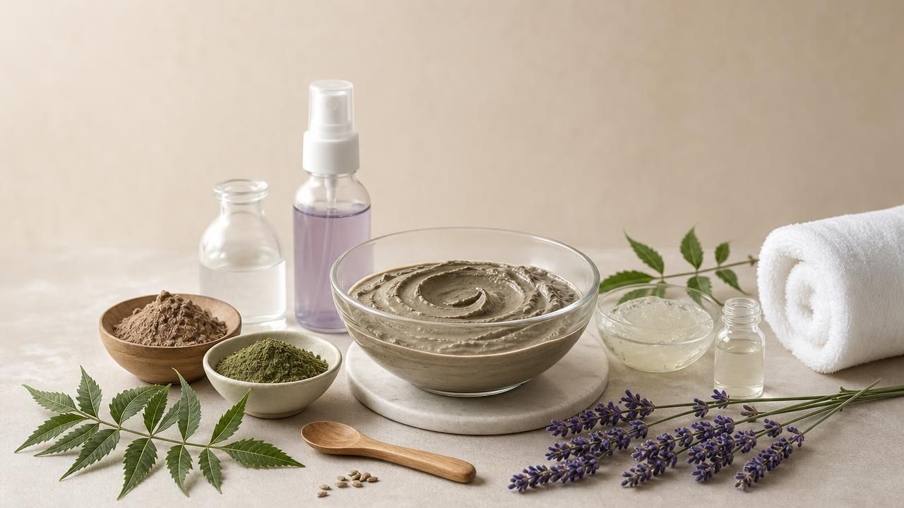 Première image de la recette Masque Capillaire Anti-Pelliculaire au Rhassoul, Neem et Lavande