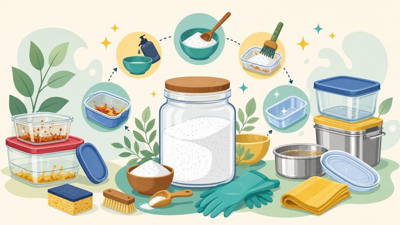 Première image de la recette Poudre Ravive-Boîtes : Nettoyant Cuisine Maison pour Boîtes Alimentaires Tachées