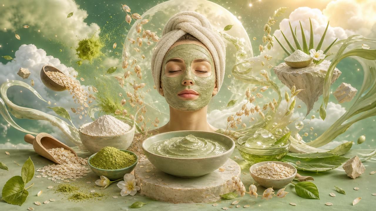 Masque visage Matcha, Avoine et Argile Blanche : le soin DIY douceur effet peau veloutée, photo 1