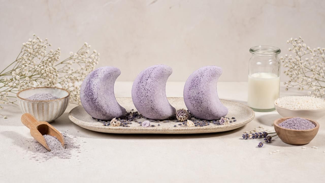 Bombe de Bain Lune Violette au Lait de Riz et Argile Violette, photo 1