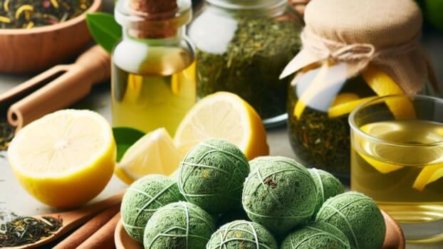 Image recette Boules Parfumees Naturelles au The Vert et Citron pour Armoire...