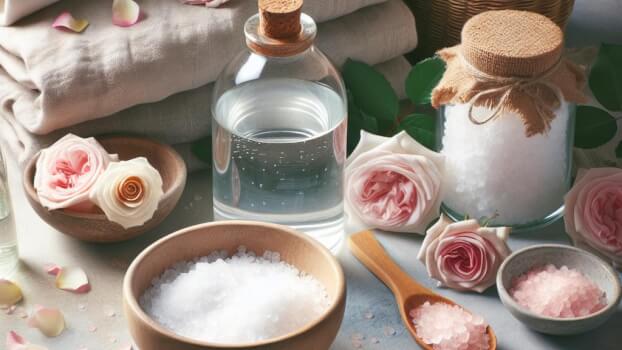 Image recette Assouplissant Maison 'Douceur Florale' à l'Hydrolat de Rose et au Sel d'Epsom