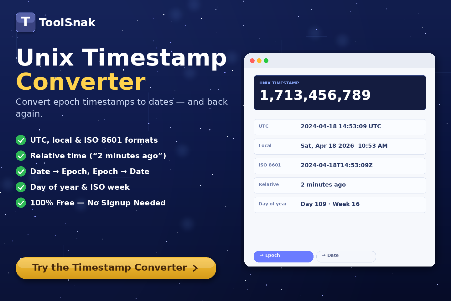Unix Timestamp Converter – Toolsnak