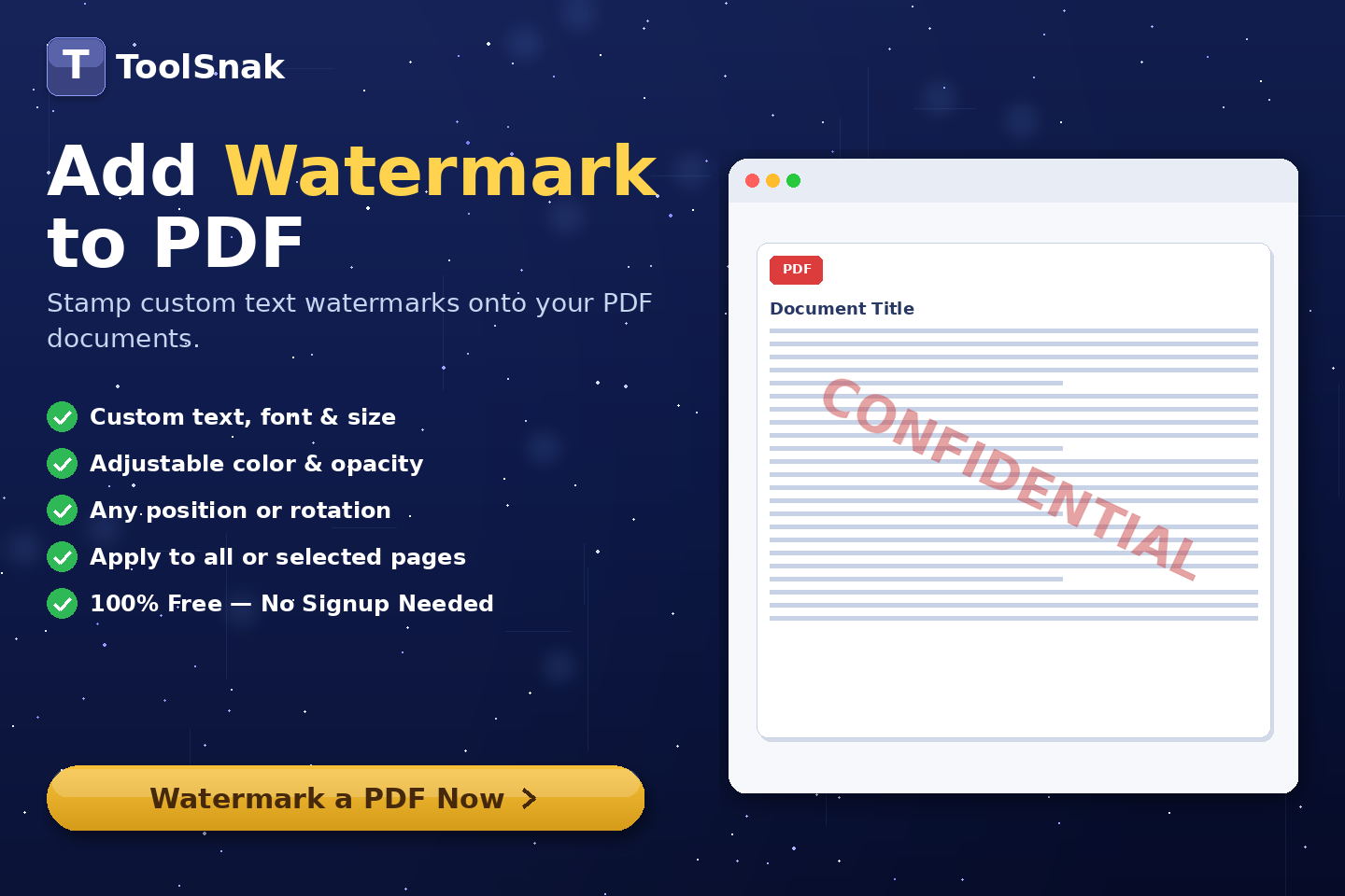 Adicionar marca d'água PDF | Tool snak