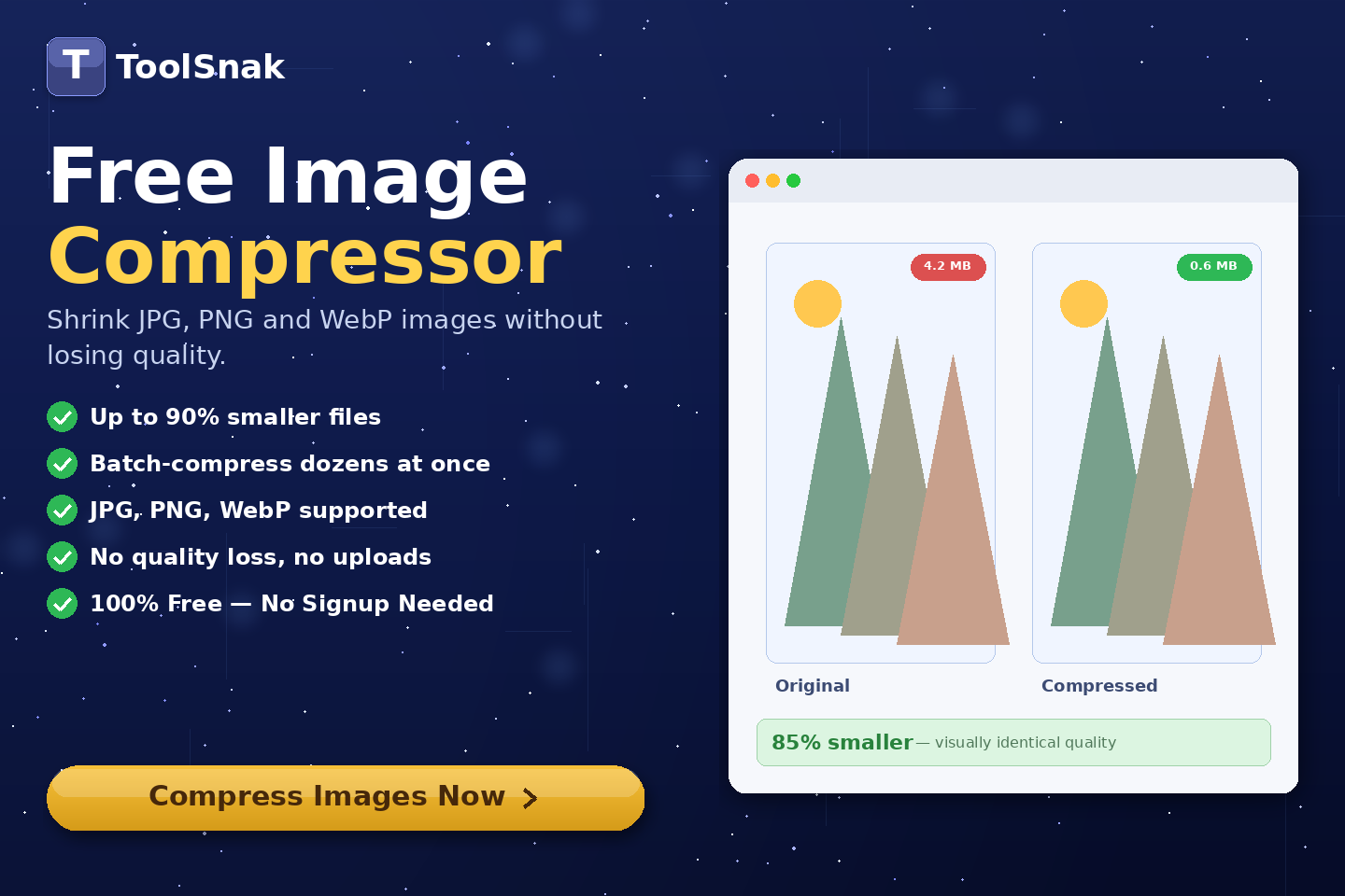 Redimensionar y comprimir imágenes gratis | Tool snak