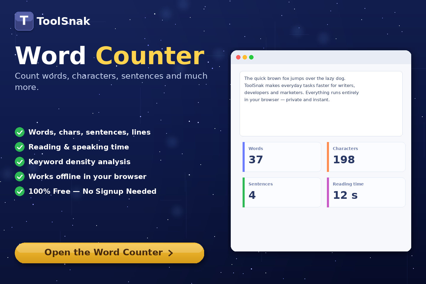 免费在线字数统计工具 | Tool snak