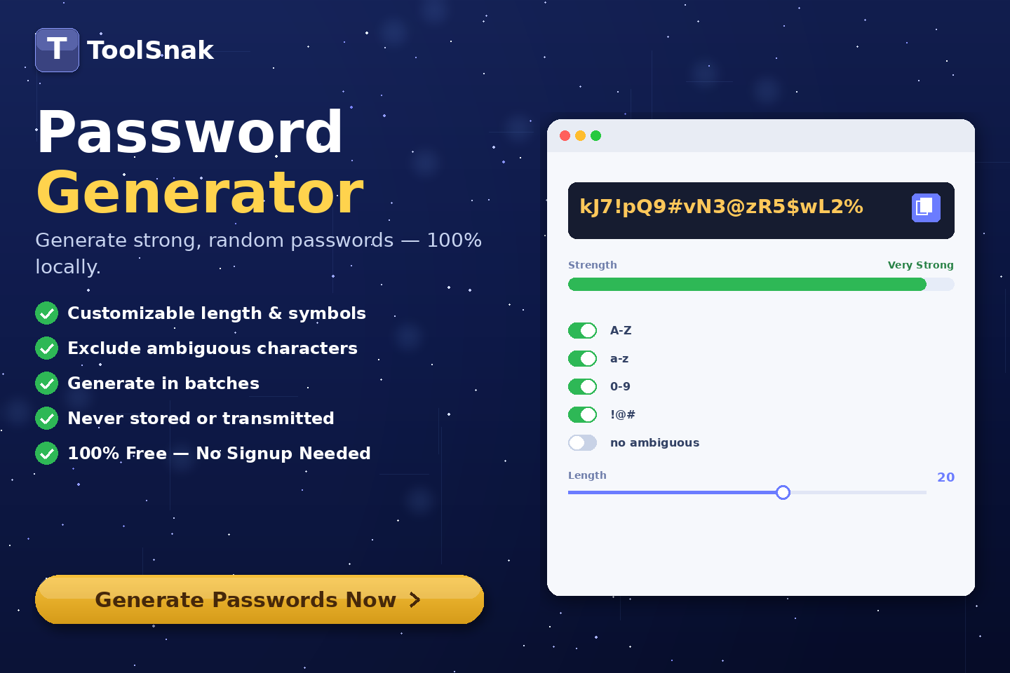 Générateur de mots de passe gratuit en ligne | Tool snak