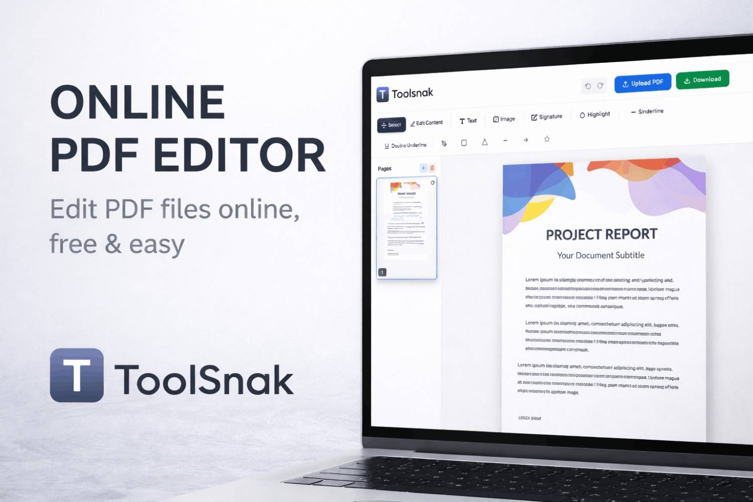 ऑनलाइन PDF एडिटर – फ्री में PDF एडिट करें | Tool snak