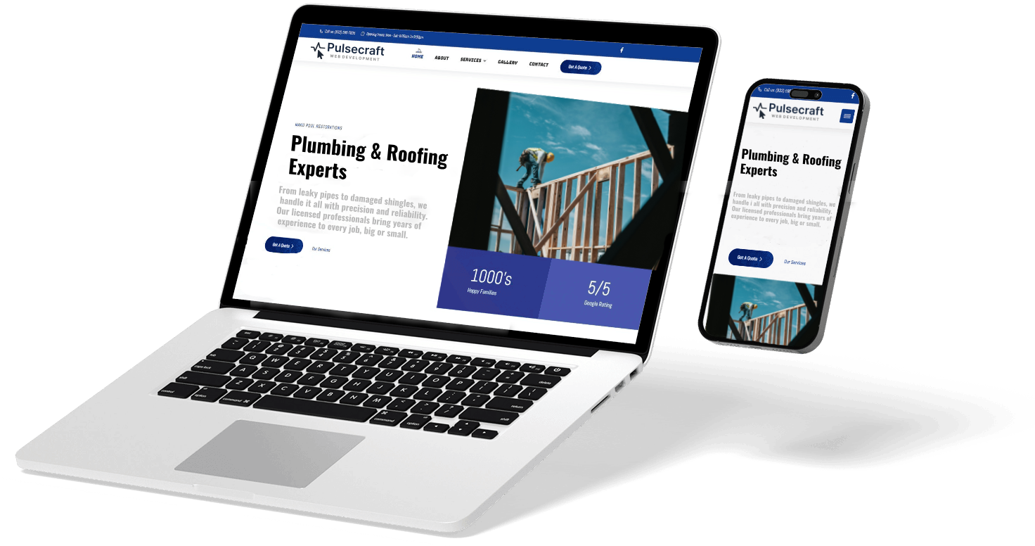 Device mockups of sample websites