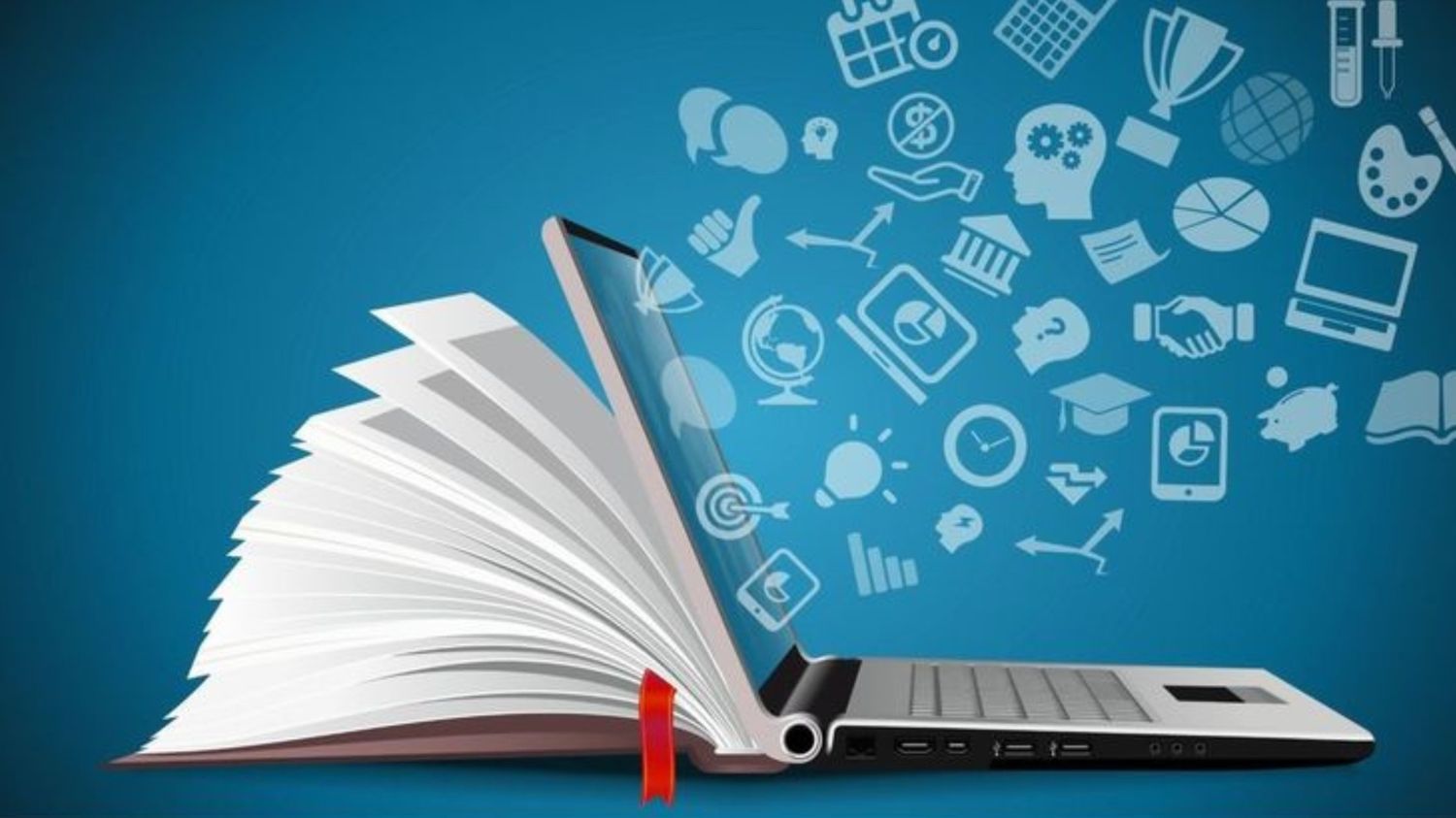 Students using a mobile learning app and web based e learning platform on laptop and smartphone, showing online classes, dashboards, and digital education growth.