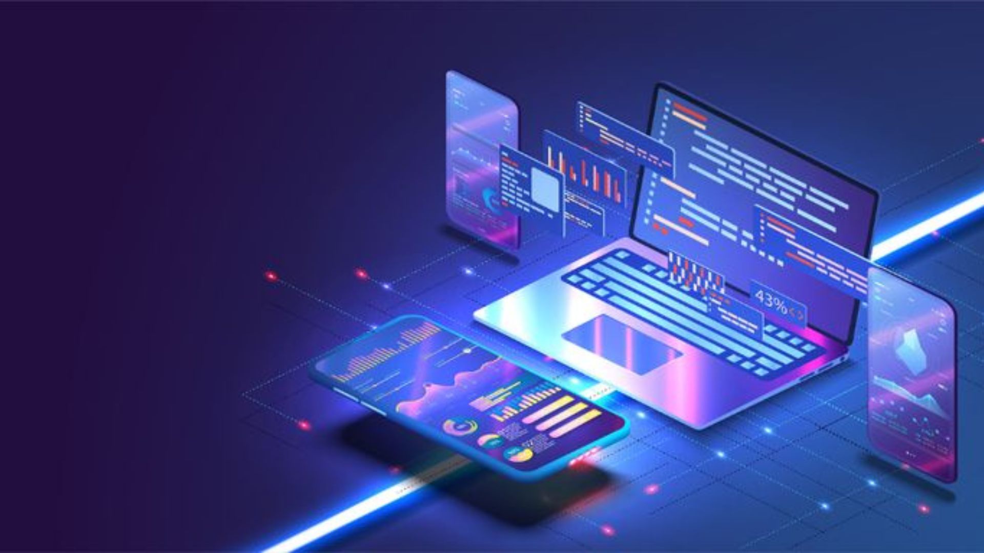 Kerala-based mobile and web development company TotalX creating innovative digital solutions with futuristic blue technology visuals.