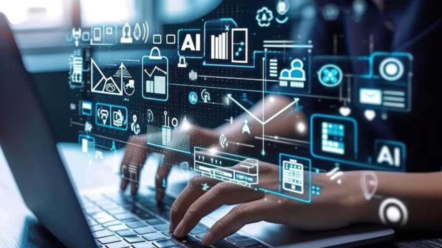 A modern digital illustration showing a website analytics dashboard on a laptop with high traffic graphs but low conversion rate indicators. Include visual elements like user drop off funnels, bounce rate charts, and conversion metrics. Add subtle icons representing user behavior, UX issues, and lost customers. Use a clean blue and white corporate tech color palette, minimal UI design, soft lighting, and a professional style suitable for a digital marketing and conversion optimization blog.