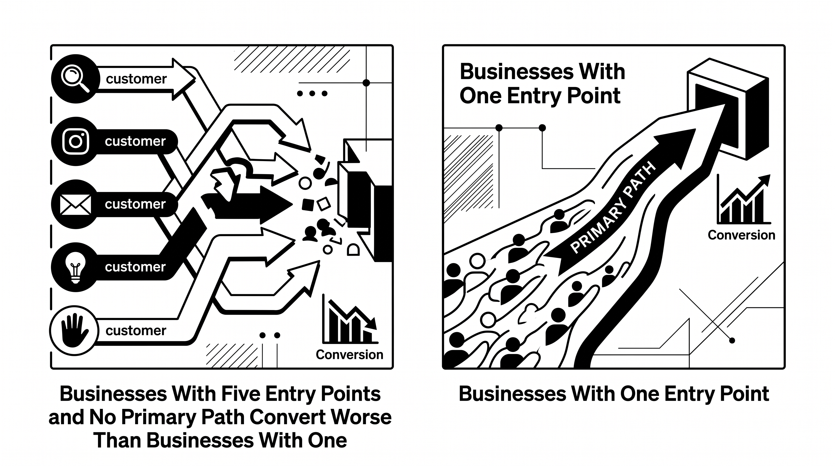 Businesses With Five Entry Points and No Primary Path Convert Worse Than Businesses With One