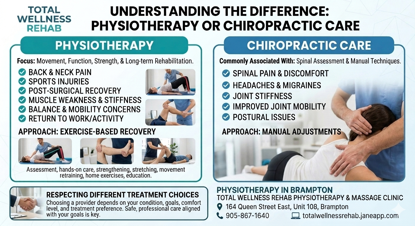 Physiotherapist helping a patient with back mobility in Brampton