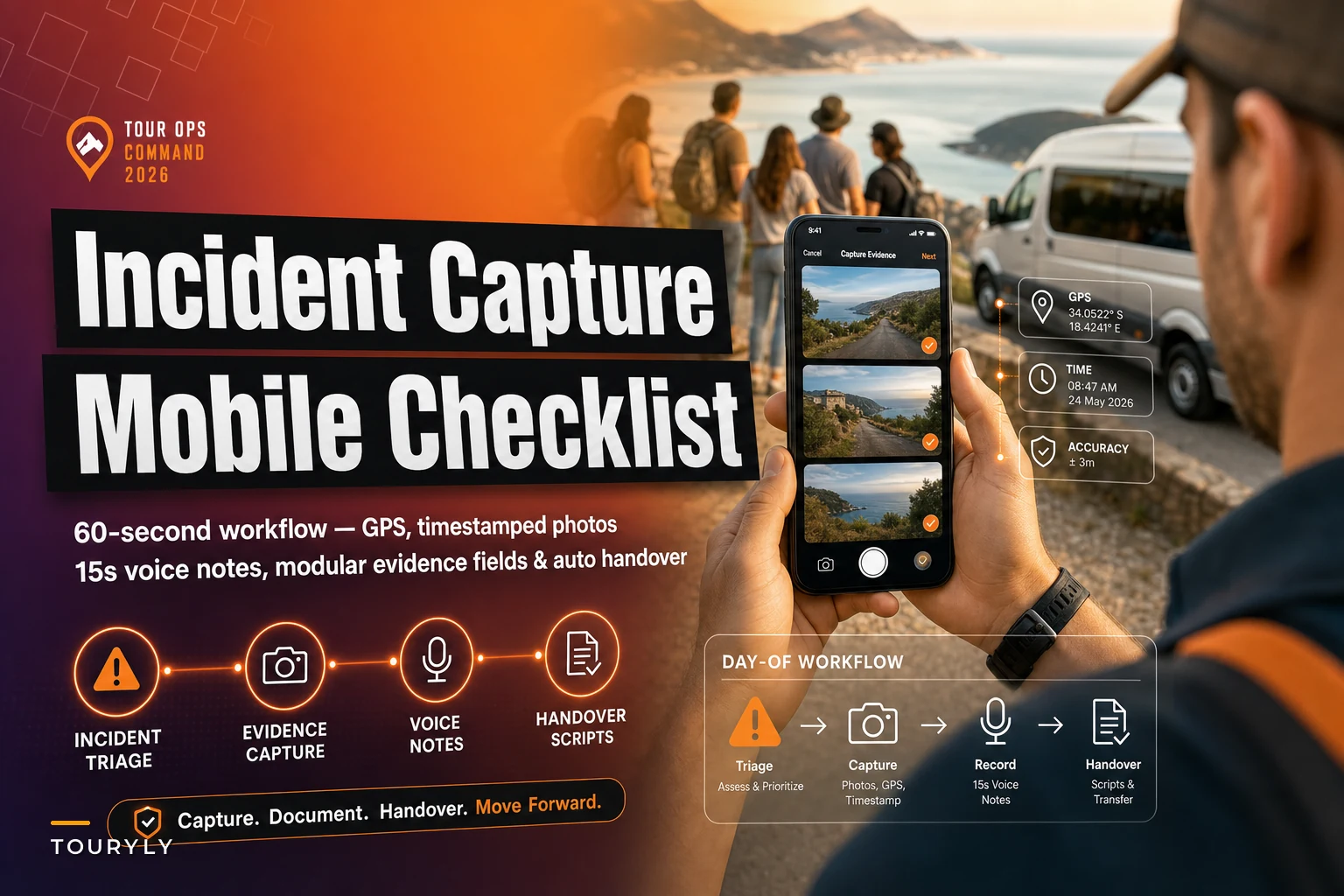 Day-of mobile checklist for guides: incident triage, evidence capture and handover scripts