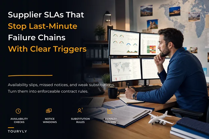 Supplier SLAs that prevent last‑minute failures: templates, penalty triggers and monitoring