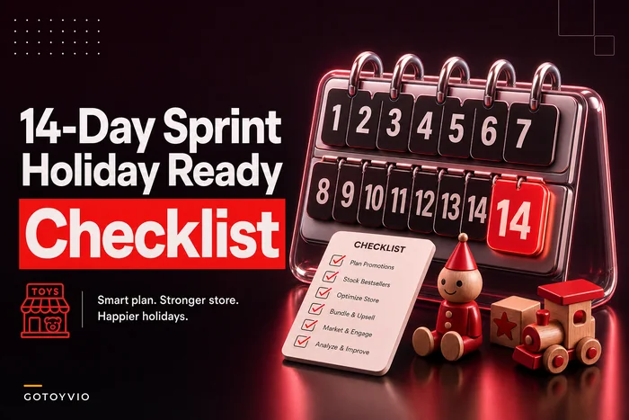 14-day tactical holiday-prep checklist for tiny toy stores