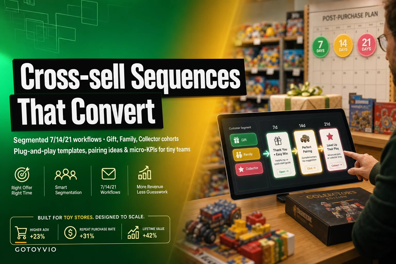 7–21 day post-purchase cross-sell sequences toy stores keep getting wrong — segmented templates that actually convert