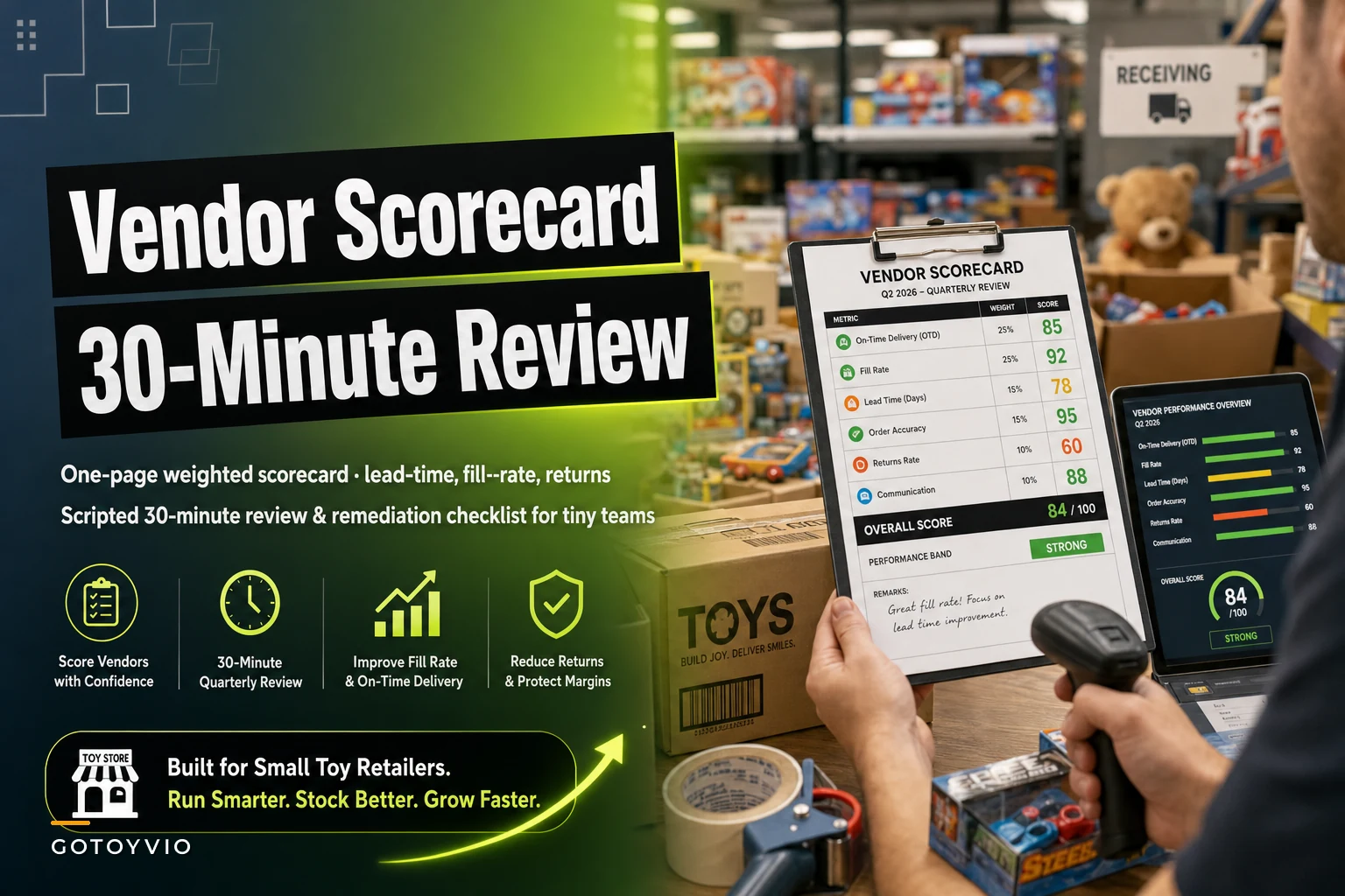 Vendor scorecard template and 30-minute quarterly review agenda for small retailers