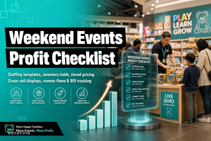 Weekend event operations checklist that ensures profitable toy-store classes and demos