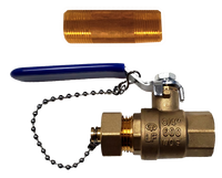 Full port ball valve 3/4ip x 3/4male hose thread w/cap & chain w/3 brass nipple (BAGGED)
