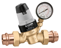 Pressure reducing valve 3/4press w/double unions, w/adjustable dial and pressure gauge (Caleffi)