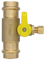T-valve, 3/4 press on run, 1/4 comp on valve