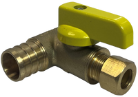 T-valve 3/4 crimp pex run 3/8 comp valve