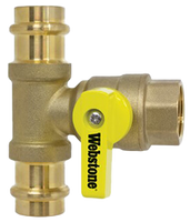 Full port ball valve press tee, 1/2press x 1/2press x 1/2fip