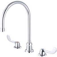 Kitchen faucet two wrist blade handles concealed deck mount gooseneck with 8-1/16 reach