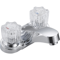 Lavatory faucet two acrylic handles no popup