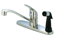 Kitchen faucet single lever handle w/spray on board