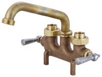 Laundry faucet rough brass, clamp on, 6 cast brass spout, ceramic cartridges, 1/2ip/c unions