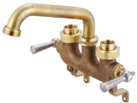 Laundry faucet rough brass, wall mount, 6 cast brass spout, ceramic cartridges, 1/2ip/c unions